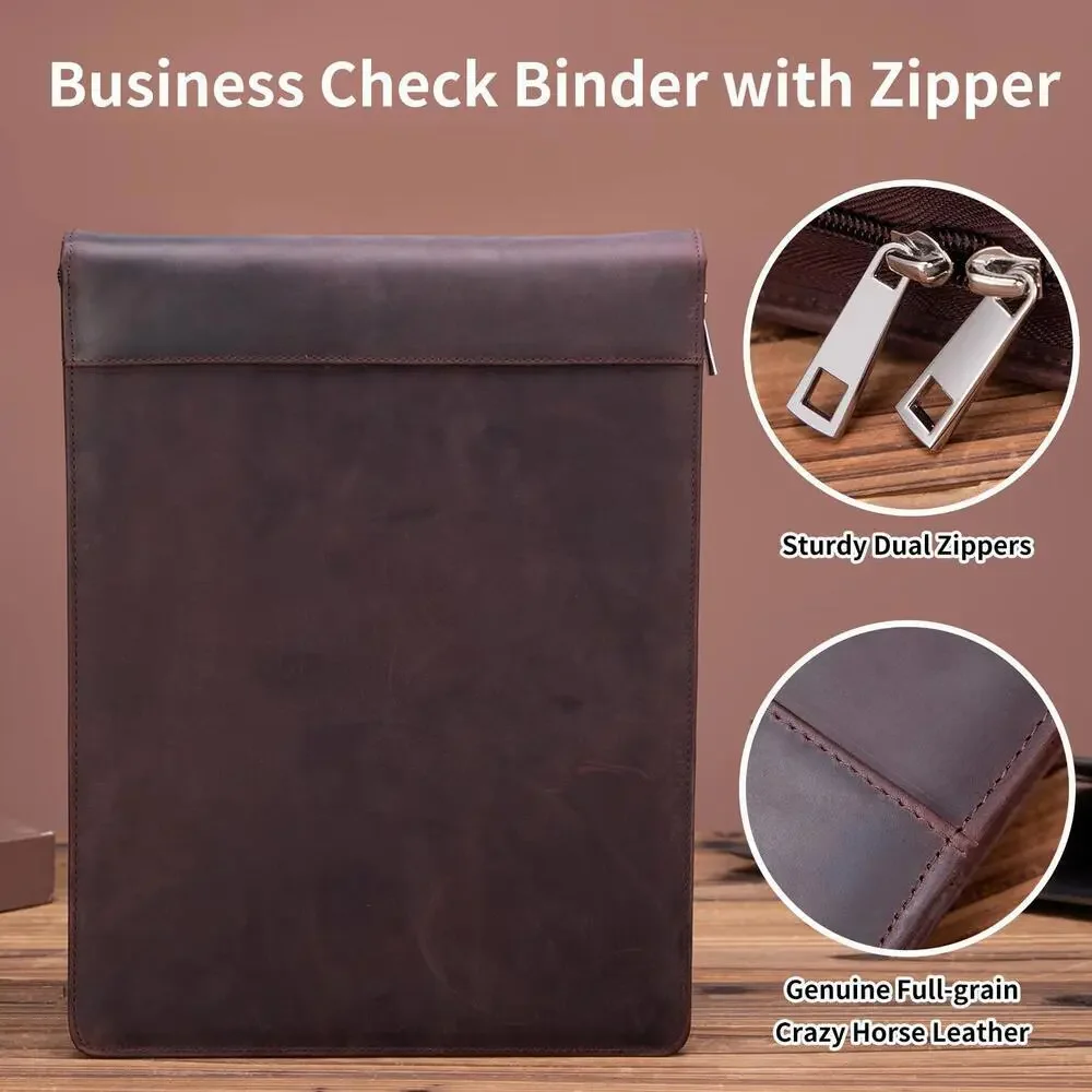 Genuine Full Grain Leather Checkbook Portfolio